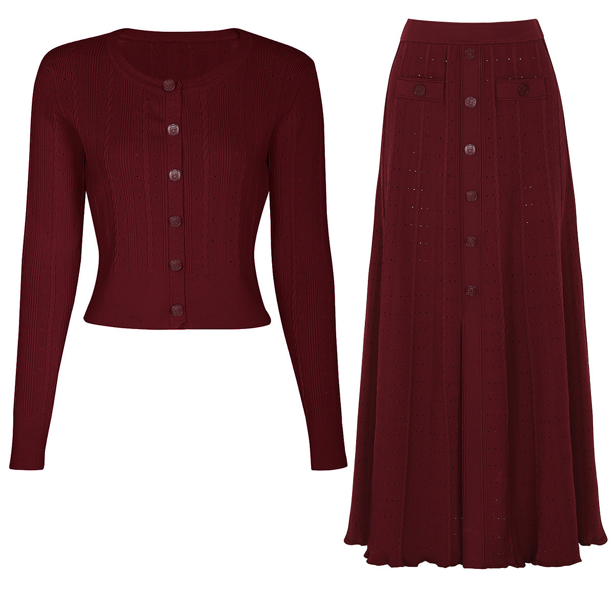 Completo due pezzi con top e gonna bordeaux