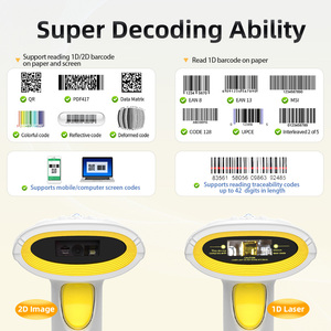 Gtcodestar X-3177 cầm tay 2D không dây Máy quét mã vạch 1D 2.4 Gam <span class=keywords><strong>Bluetooth</strong></span> Đầu đọc mã vạch CMOS USB có dây mã QR cho hàng tồn kho - Product Image 3