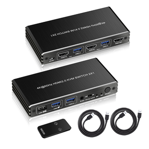 Factory Price hdmi <strong>Kvm</strong> <strong>Switch</strong> 2X1 4K60 with USB 3.0 Support 3D HDR Hotkey <strong>Switch</strong> Remote Button Control hdmi <strong>Switch</strong>