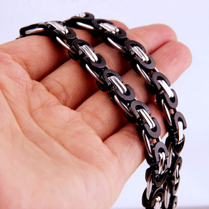 Five Colors Collier Homme Stainless Steel Hip Hop Jewelry 6Mm/8Mm/11Mm Byzantium Link Flat <strong>Byzantine</strong> Chain Necklace for Men