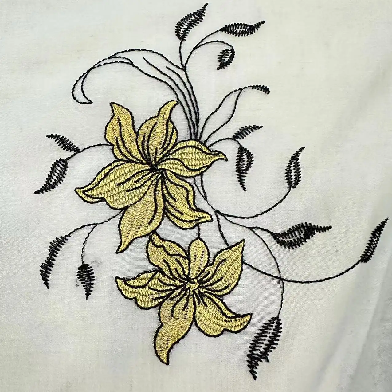 Tiansi Ropa de mujer versátil con tela inferior bordada Textura intercambiable y bordada con flores