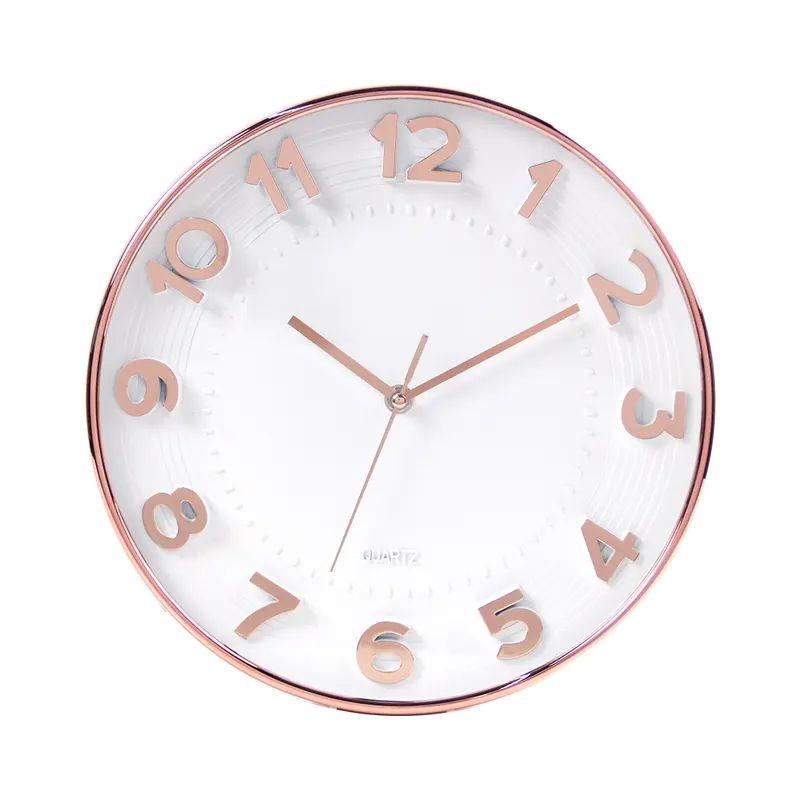 นาฬิกาแขวนผนังพลาสติก,นาฬิกาควอตซ์คลาสสิกทันสมัยเสียงเงียบหน้าปัดสีดำตัวเลขนูน3D พร้อมหลอดขนาด12นิ้ว