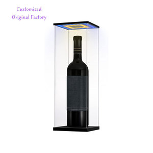 Tùy chỉnh chống bụi điều chỉnh Acrylic chai rượu vang trường hợp rõ ràng Acrylic Hộp hiển thị với ánh sáng LED cho rượu vang đỏ bia whisky - Product Image 2