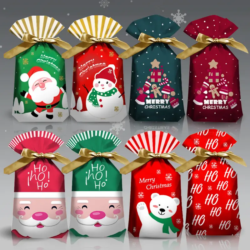 2023 capodanno 50 pezzi decorazioni natalizie sacchetto regalo di caramelle natalizie imballaggio di natale sacchetto di plastica per la casa Navidad Noel 2022 regalo