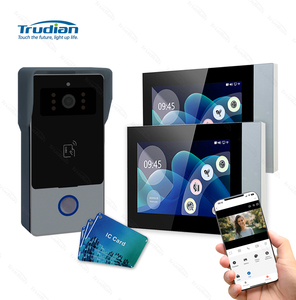 Sistema de intercomunicación de vídeo bidireccional de 7 pulgadas Trudian para interiores, 2 monitores, 1 Kit de estación para exteriores, puerta delantera, teléfono, cámara, timbre para Villa - Product Image 1