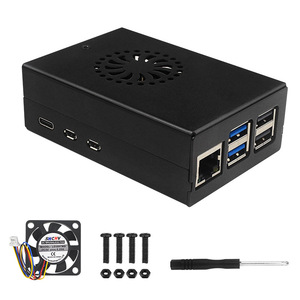 Carcasa protectora de aleación de aluminio Raspberry Pi 5, carcasa de Metal negro para Rpi 5th Compatible con ventilador de refrigeración y radiador