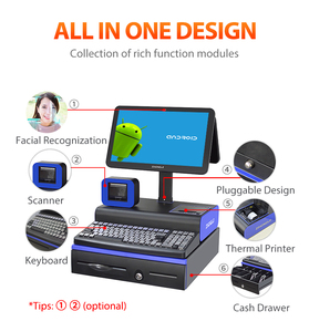 Zhongji Double screen New Ultra-Thin 15.6 Inch Touch Screen <strong>Display</strong> All in One Complete Pos Systems