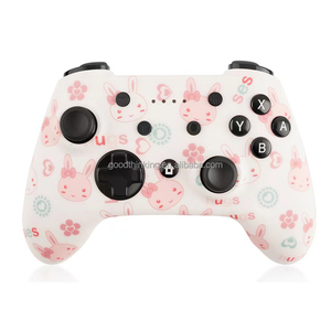 スイッチ用の新しいかわいいプリントデザインゲームパッドPCターボ振動ゲームジョイスティック無線ウサギゲームコントローラー
