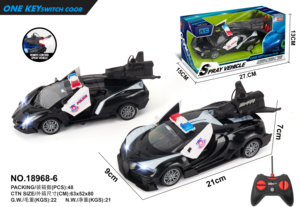 Nuevo 1:20 apertura de puerta de un botón con función de pulverización Coche de control remoto Control remoto eléctrico Coche de policía Modelo de coche de juguete - Product Image 3