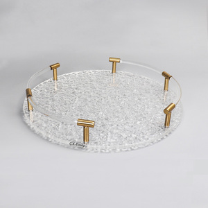批发透明亚克力储物托盘Lucite托盘透明亚克力装饰托盘带手柄 - Product Image 3