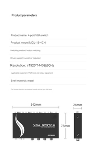 Conmutador Vga de 4 en 1 salida, conmutador Vga bidireccional, conmutador de vídeo Full Hd para monitor