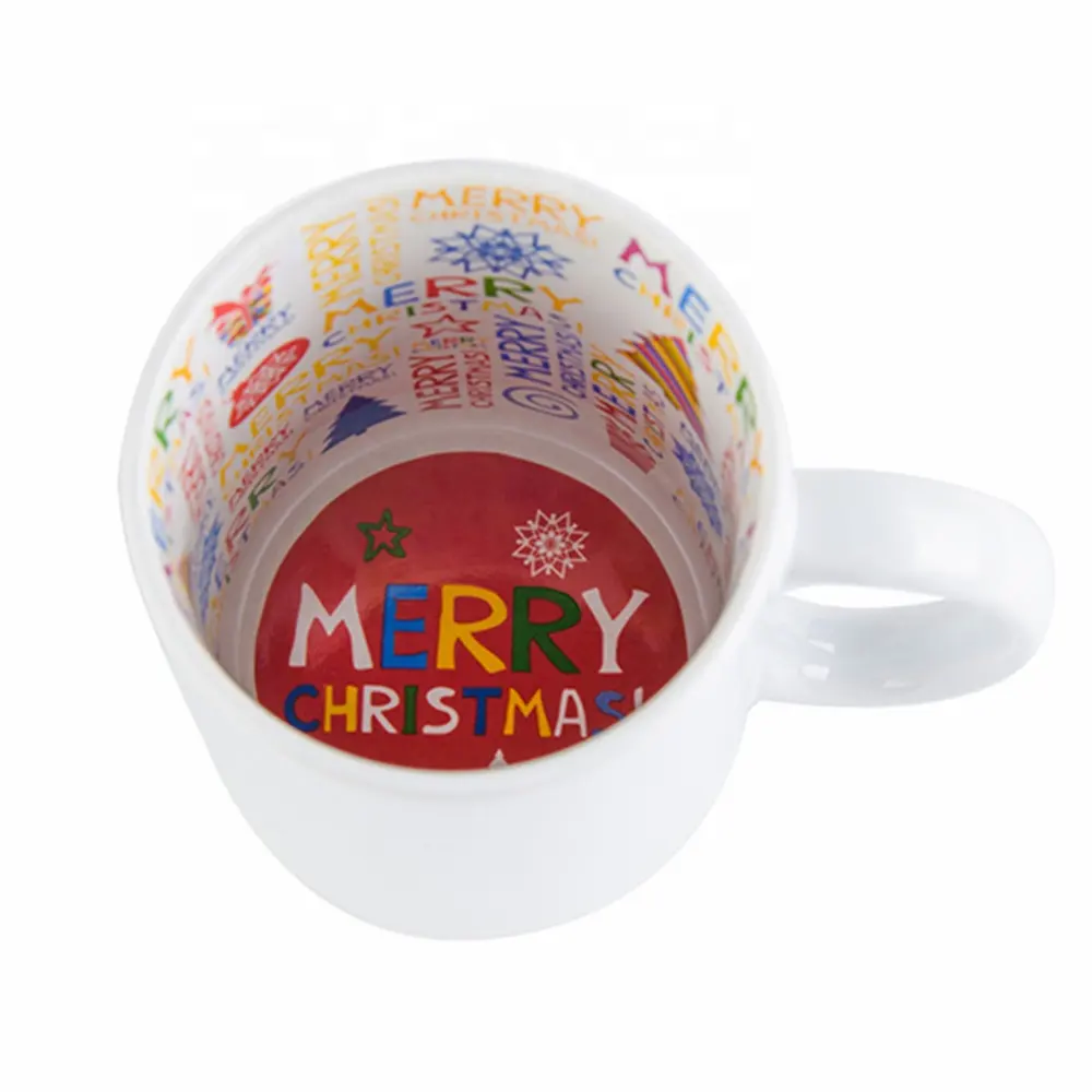 Feliz Navidad regalo MDecal-CE MugFavor personalizado sublimación de cerámica de 11 oz etiqueta de color tazas de café con interior patrón