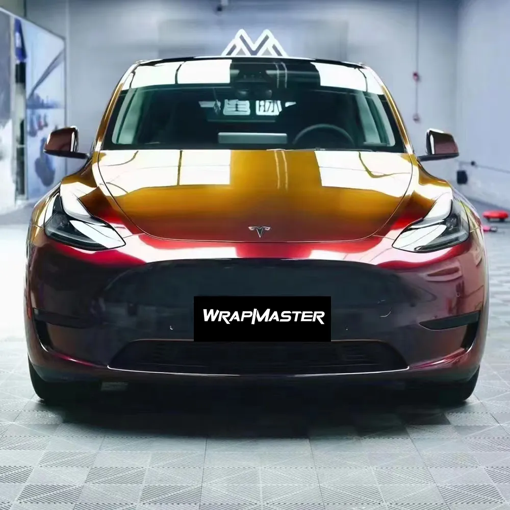 WRAPMASTER 1.52*18 metri più nuovo nero rosso PET gloss car vinyl wrap vehicle wraps films