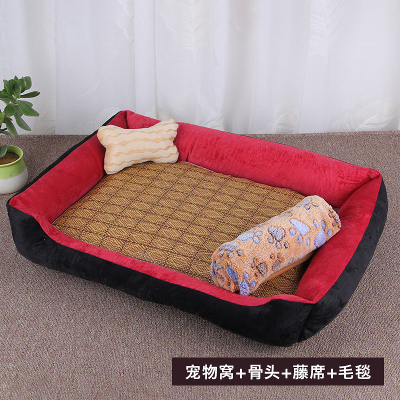 Couverture rouge et noire-tapis de refroidissement-jouet en os