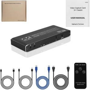3x1 HDMI <strong>Switch</strong> Switcher 1080P 4K <strong>Audio</strong> <strong>Video</strong> Capture Card USB 3.0 Record Plate Game Live Streaming Broadcast Mic in TV Loop Out - Product Image 4