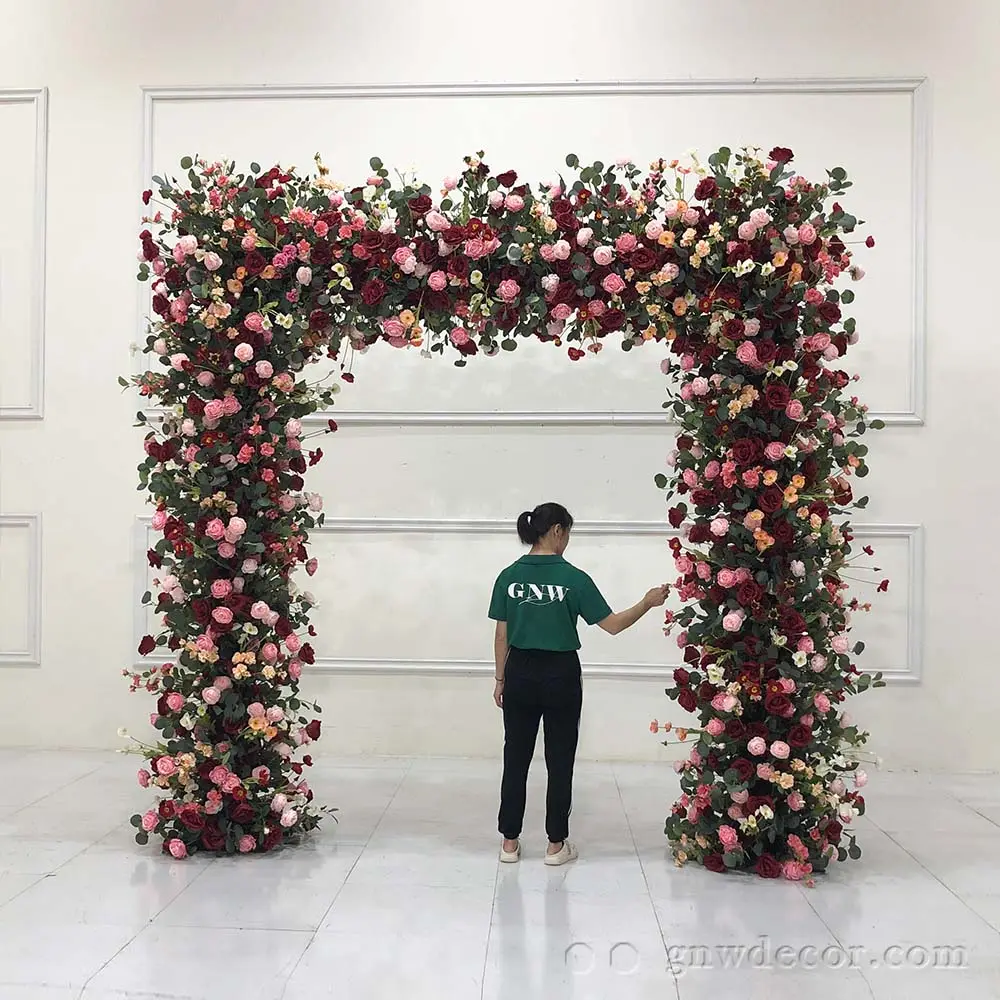 Arco artificial de estúdio de fotos gnw, decoração orquídea com moldura de ferro