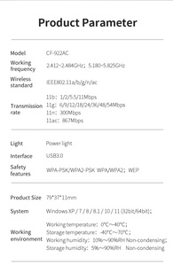 デスクトップPC用ワイヤレスUSBWiFiアダプターAC1300USBWiFiデュアルバンドネットワークアダプター (2 * 5Dbiアンテナ付き) Windows用WiFiドングル - Product Image 5
