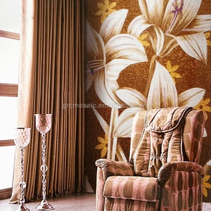 Phật sơn Grace Chuyên Nghiệp Khảm Tác Phẩm Nghệ Thuật Thiết Kế Phổ Biến Vàng Hoa Thủy Tinh Khảm Trắng Lily Hoa Mô Hình Tường Bức Tranh Tường Gạch - Product Image 5