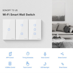 Sonoff TX T2 US Ultra Weiß Smart <span class=keywords><strong>Wifi</strong></span> Wand lichtsc halter 1/2/3 Gang <span class=keywords><strong>WiFi</strong></span>/433 RF Android App Fernbedienung Funktioniert Alexa Google