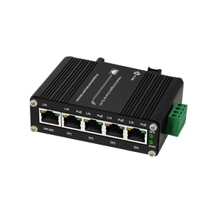 Mini endüstriyel 4 <span class=keywords><strong>Port</strong></span> 10 100 1000BASE <span class=keywords><strong>T</strong></span> 802.3at PoE + 1 <span class=keywords><strong>Port</strong></span> 10 100 1000T Ethernet anahtarı