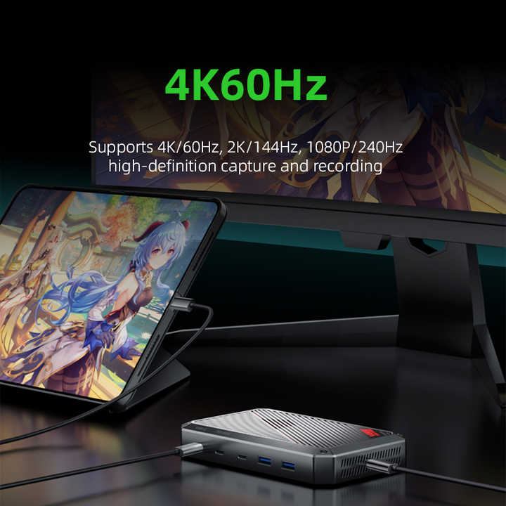 PIVA VD20 Video Capture Docking Station 4K60Hz 2K144Hz 1080P240Hz USB3.2 PD100W Fast Charging Gigabit for HDMI2.0 Live Streaming