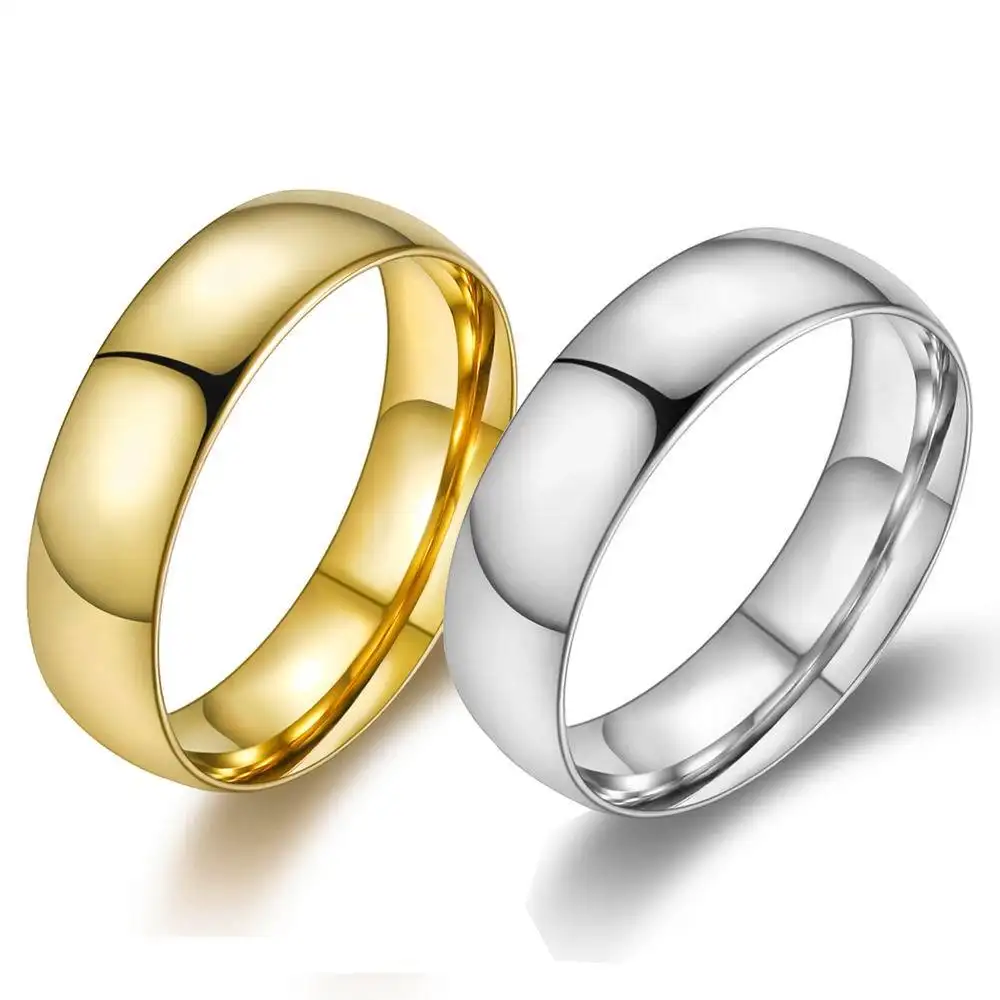 hand accessories wholesale men and women personality stainless steel lovers golden smooth simple king ring