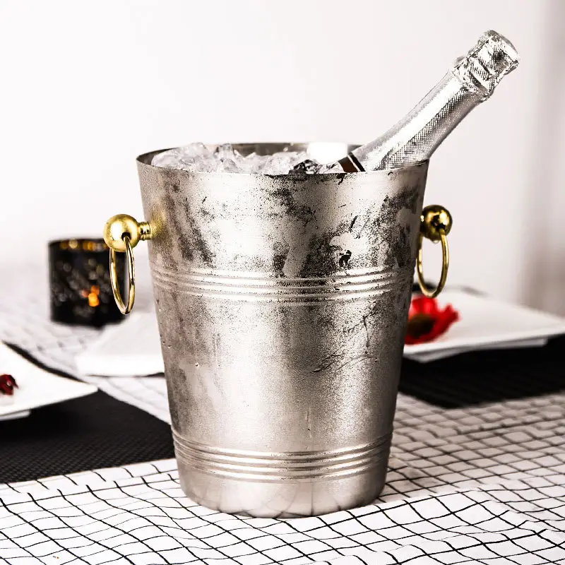 Secchiello per il ghiaccio in rame in stile moderno vasca per feste vasca per bevande vasca per vino e birra secchiello per il ghiaccio in metallo