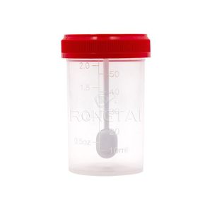 RONGTAI Labor hocker Cup China Hersteller 60ml individueller steriler Hocker Proben becher mit Etikett - Product Image 1