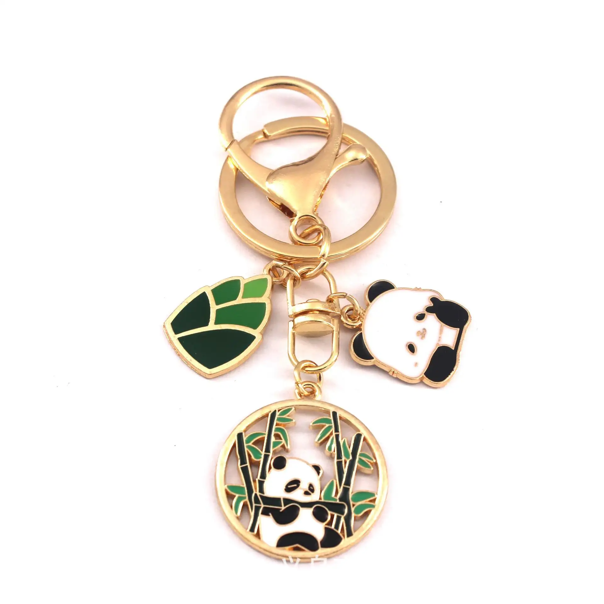 פנדה keychain keychain עלה במבוק 3D קריקטורה מפתח מתכת מחזיק מפתחות תיק תליון חיות סינית panda keyching אמייל כמה מקלדת