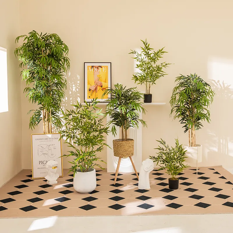 Vendita calda Simulato di Plastica Albero di bambù di bambù artificiale albero di piante per la casa ufficio decorazione del giardino