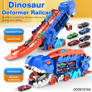 恐竜アドベンチャートラックおもちゃパズル多機能変形ティラノサウルスレックスカーSプラスチックダイキャストカーモデル - Product Image 2