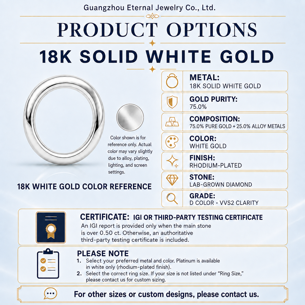Oro massiccio 18K bianco