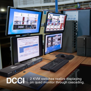TESmart 4 PC 8端口HDMI双显示器KVM开关4K 8进2出电脑键盘鼠标开关支持DCCI RS232 swhicher KVM