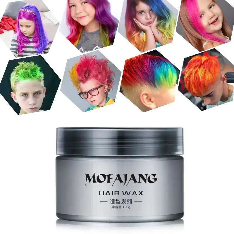 Mofajang marca alta qualidade cor temporária cabelo styling cera para as crianças não inofensivo fácil de lavar