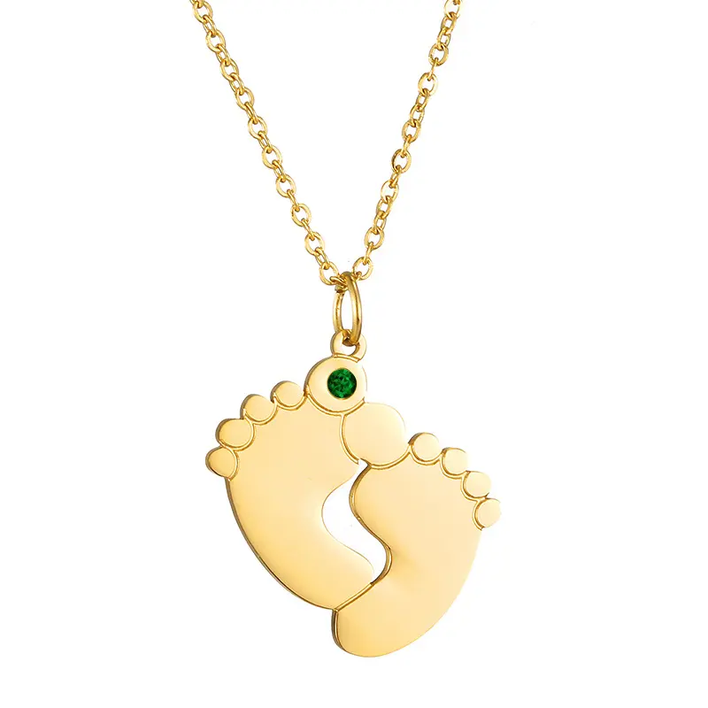 Del bambino Dei Monili Della Collana Del Bambino Footprint Collana con Birthstone Bambino In Acciaio Inox Collana