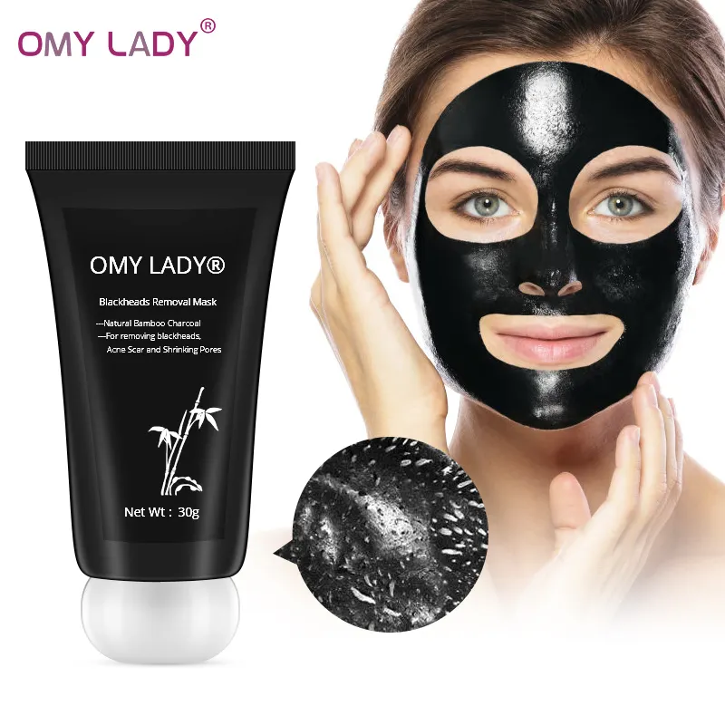 Omy lady máscara facial de carvão e bambu, máscara de lama, creme para clareamento do rosto