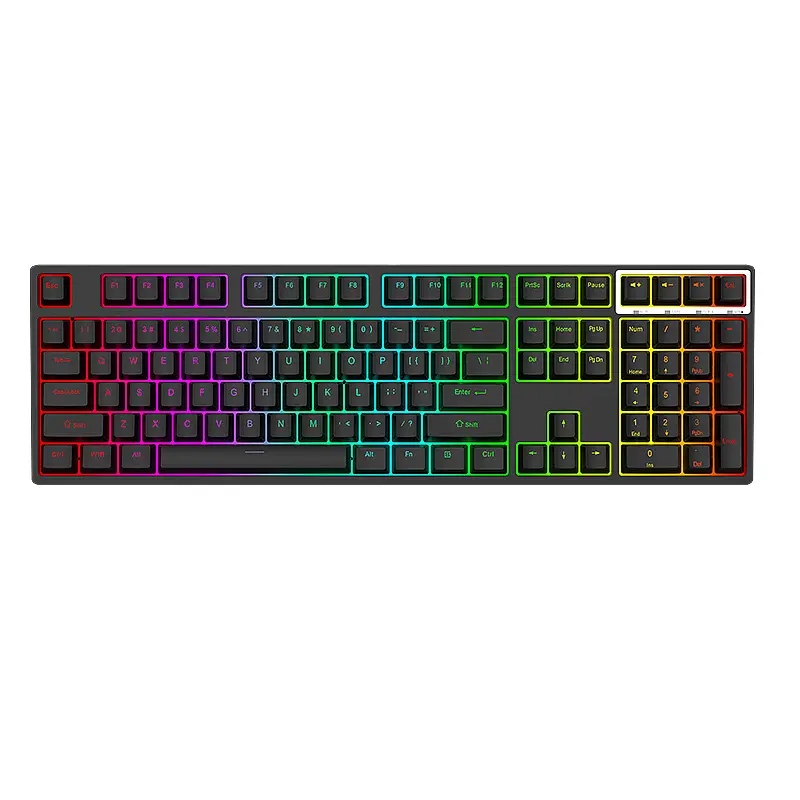 Keyboard mekanik, Aksesoris Komputer gamer 108key led rgb ergonomis berwarna tanpa kabel usb gaming