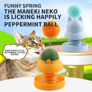 Nuevo diseño de juguetes para mascotas para gatos, juguetes deportivos interactivos con doble Bola de resorte giratoria para masticar bolas de hierba gatera, juguete para gatos - Product Image 5