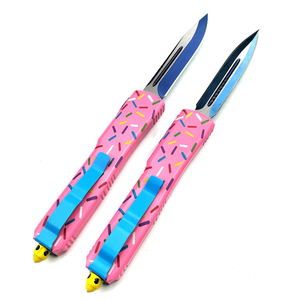 Ut85 cao cấp chiến thuật Dao Bỏ Túi cho cắm trại ngoài trời săn bắn sinh tồn CNC nhôm màu hồng Donut xử lý D2 lưỡi dao chiến đấu - Product Image 4