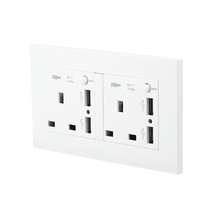 Double British <strong>Socket</strong> <strong>Switch</strong> <strong>with</strong> Dual USB <strong>Socket</strong> <strong>Multi</strong>-<strong>function</strong> Two or Three Plug Mobile Phone Charger Panel <strong>Socket</strong> - Product Image 1