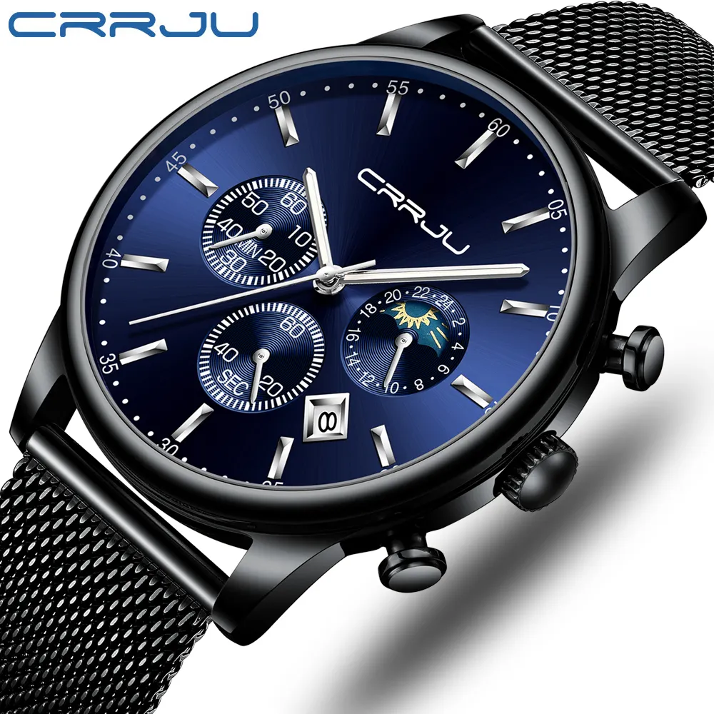 CRRJU2266デザインクォーツ腕時計ファッションケースカスタムロゴメンズトップブランドラグジュアリーウォッチユニークな時計