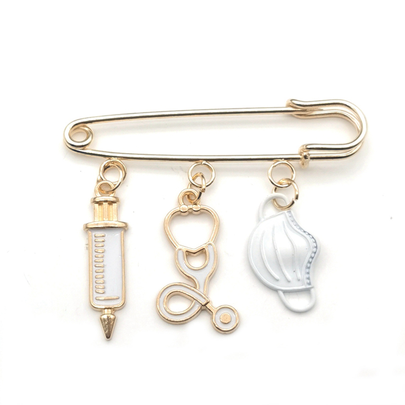 White Mask Medical Tools Brooch