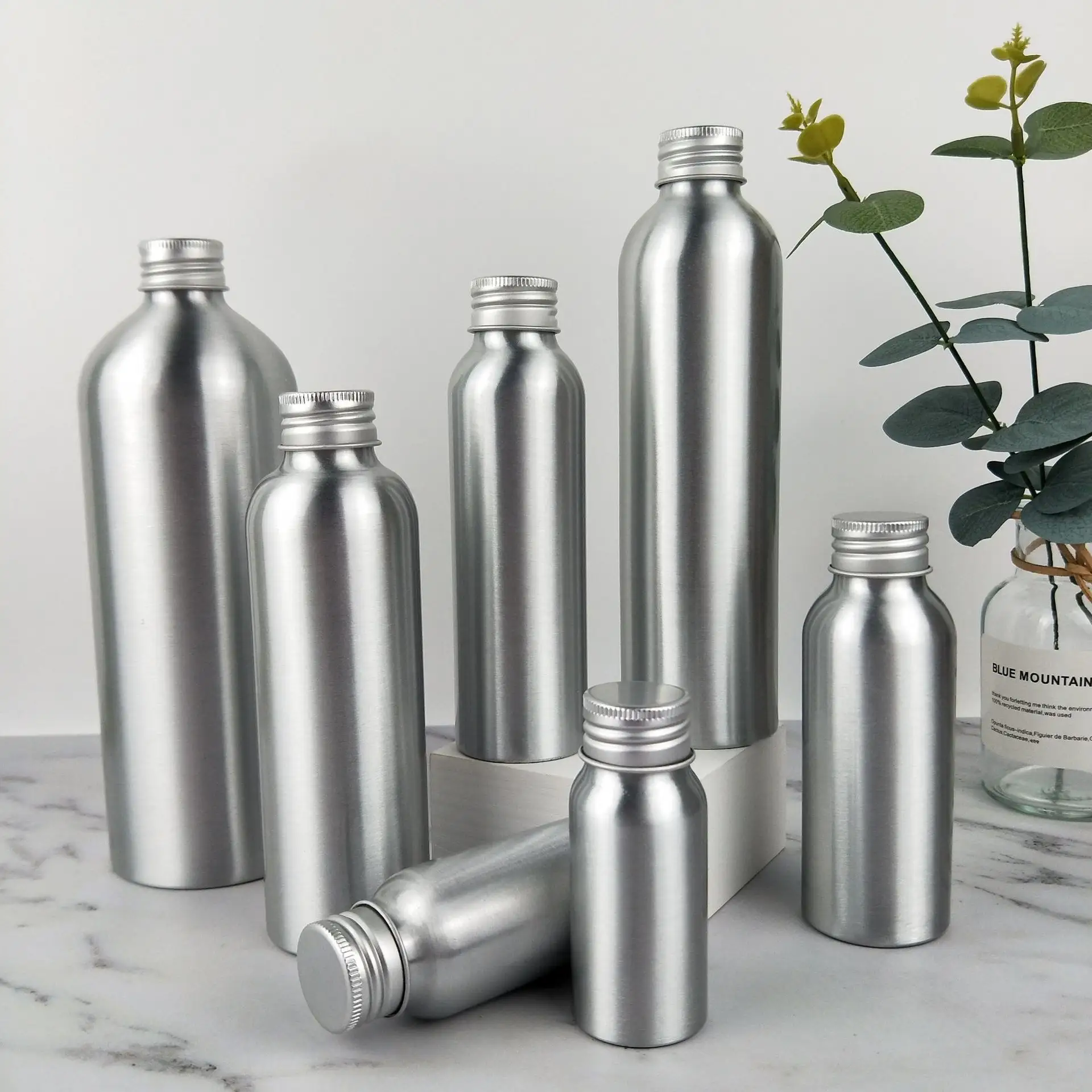 In Stock 30ml 100ml 150ml 250ml 500ml cosmetic aluminum can aluminum bottle with aluminum lid