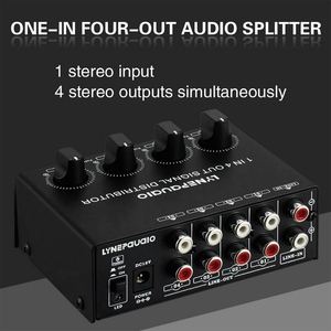 LYNEPAUAIO 1-in-4-out Amplificador de audio estéreo Amp Distribuidor de señal Entrada de 1 canal Salida de 4 canales Interfaz RCA Independiente - Product Image 5