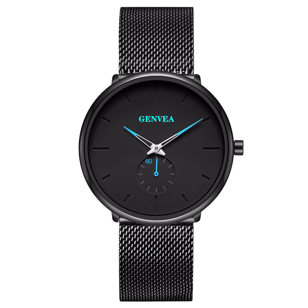 Guscio nero - cinturino nero - lancetta blu