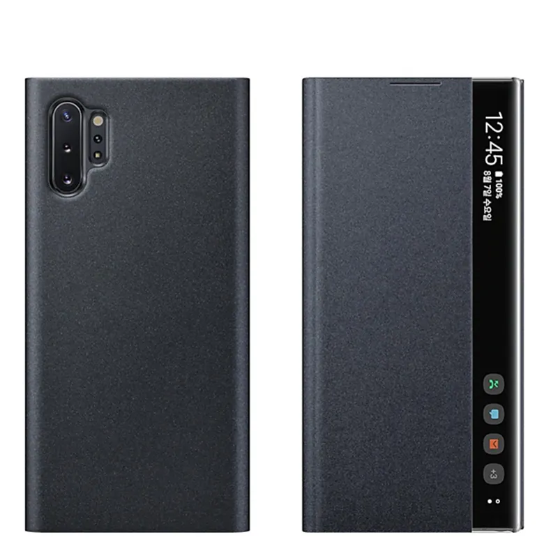 Custodia per telefono a specchio con risposta a Flip-Free Smart per Samsung Galaxy Note 10 / Note 10 +/Plus Cover protettiva in pelle