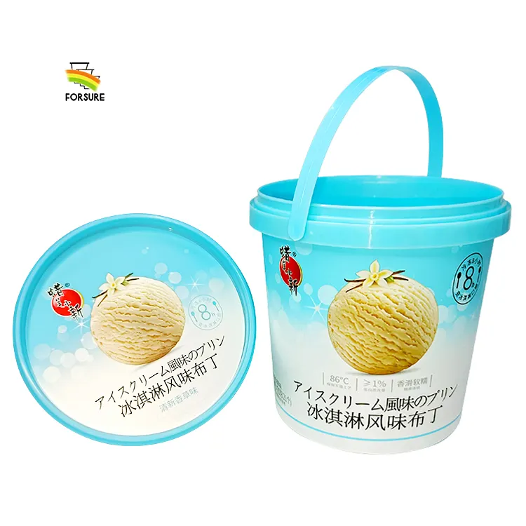 Cubos de plástico con impresión IML para helados, contenedor de plástico de 1 litro, suministro de china