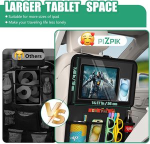 Xe Ghế Sau Tổ Chức Với Máy Tính Bảng Chủ 11 Túi Lưu Trữ Với Có Thể Gập Lại Thực Phẩm Khay Bảo Vệ Đá Thảm Cho Trẻ Em Và Du Lịch - Product Image 4