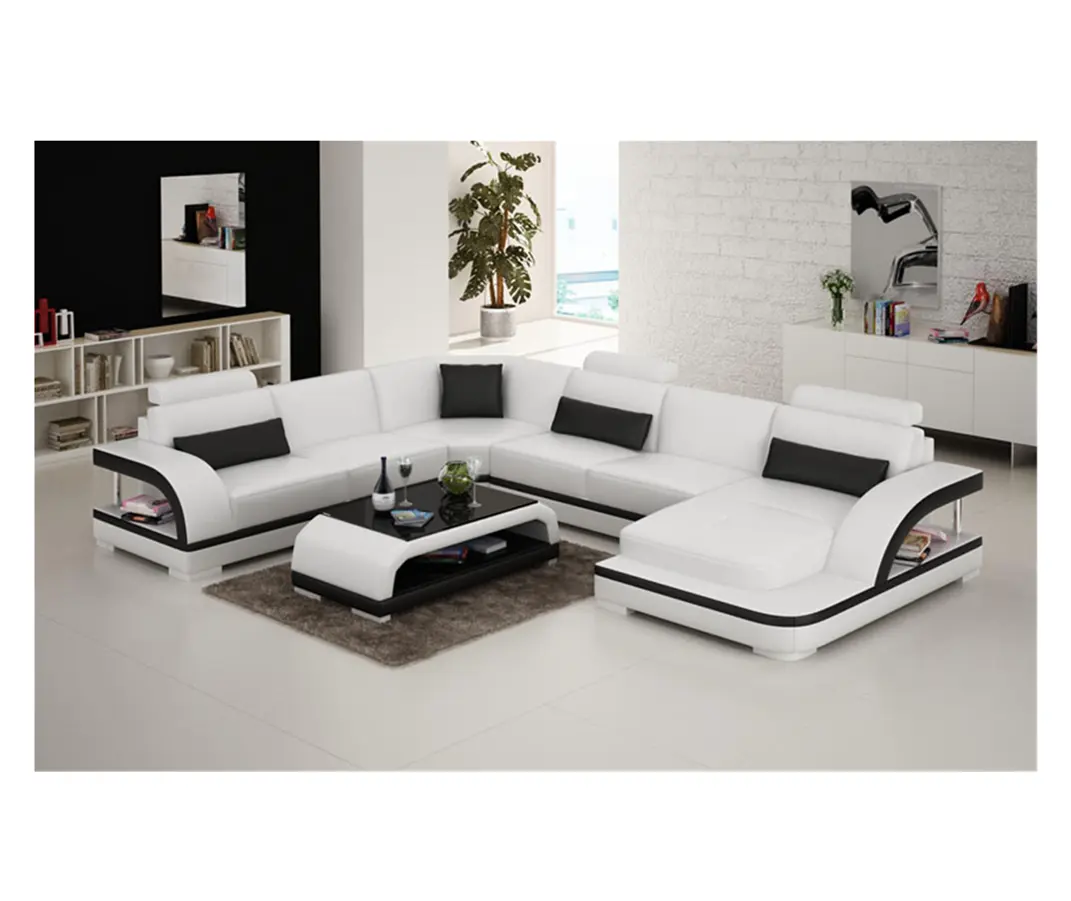 CBMMART — ensemble canapé en cuir véritable, mobilier de luxe haut de gamme moderne pour la salle de séjour