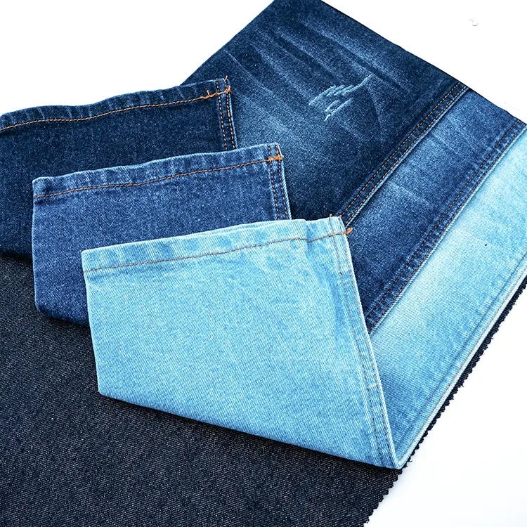 Prix du tissu denim jeans bleu indigo flammé Vente en gros Tissu denim coton/élasthanne/polyester